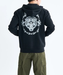 RVCA メンズ BENJ TIGER EYES ZIP HOODIE パーカー 【2025年秋冬モデル】/ルーカバックプリントジップアップパーカー・フーディー