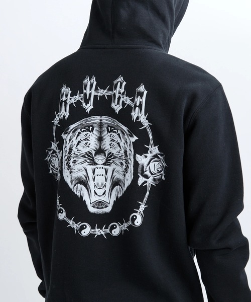 RVCA(ルーカ)の「RVCA メンズ BENJ TIGER EYES ZIP HOODIE パーカー 【2025年秋冬モデル】/ルーカバックプリントジップアップパーカー・フーディー(パーカー・メンズ・ブラック・LARGE/X-LARGE/MEDIUM/SMALL)」の5枚目の写真