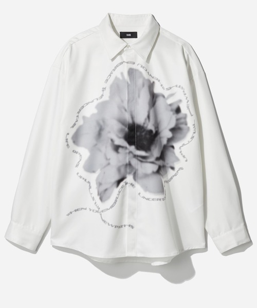 HARE（ハレ）の「フラワーレタリングプリントシャツ(HARE)（シャツ/ブラウス・メンズ・ホワイト/レッド/ブラック・FREE）」の2枚目の写真
