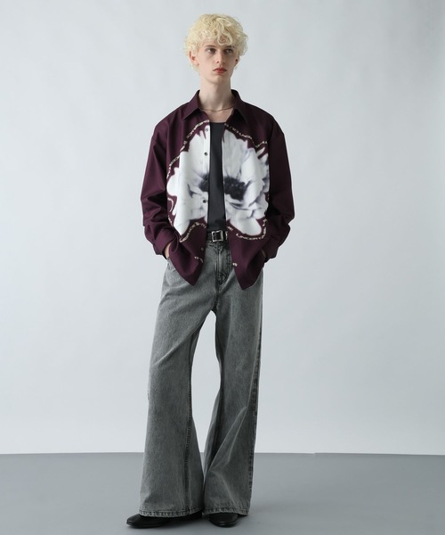 HARE（ハレ）の「フラワーレタリングプリントシャツ(HARE)（シャツ/ブラウス・メンズ・ホワイト/レッド/ブラック・FREE）」の16枚目の写真