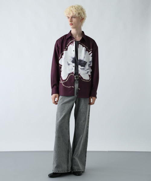 HARE（ハレ）の「フラワーレタリングプリントシャツ(HARE)（シャツ/ブラウス・メンズ・ホワイト/レッド/ブラック・FREE）」の9枚目の写真