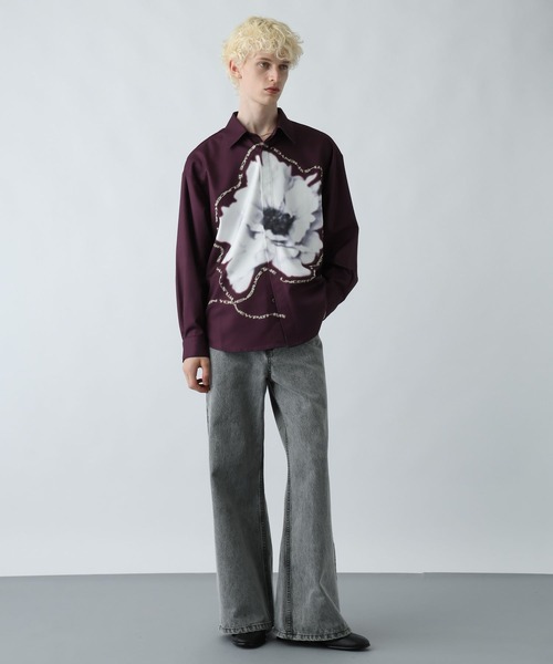 HARE（ハレ）の「フラワーレタリングプリントシャツ(HARE)（シャツ/ブラウス・メンズ・ホワイト/レッド/ブラック・FREE）」の10枚目の写真