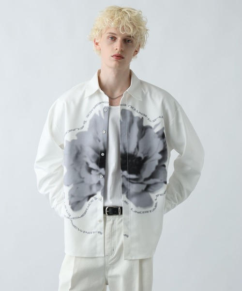 HARE（ハレ）の「フラワーレタリングプリントシャツ(HARE)（シャツ/ブラウス・メンズ・ホワイト/レッド/ブラック・FREE）」の5枚目の写真