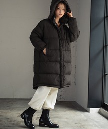 フーデッド シンプル ロング丈 ダウンコート
