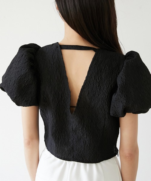 Luan(ルアン)の「【Luan】JACQUARD PUFF BLOUSE/ジャガードパフブラウス(シャツ/ブラウス・レディース・ブラック/ベージュ・FREE)」の8枚目の写真