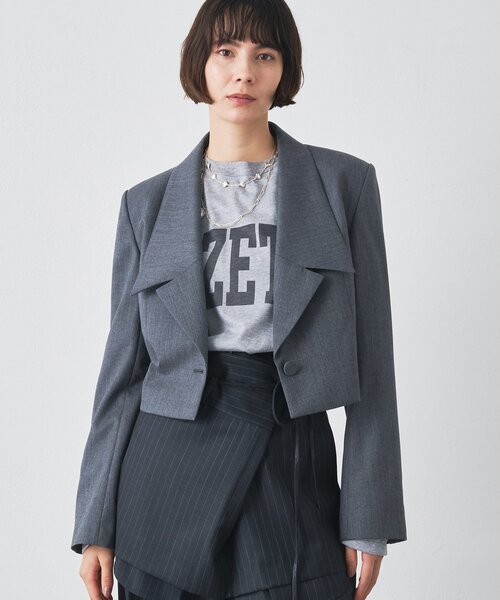 美品★　Whim Gazette グレー テーラードジャケット セール】ウールギャバテーラージャケット（テーラードジャケット