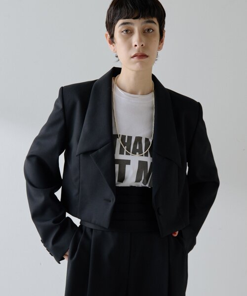 Whim Gazette(ウィムガゼット)の「ウールギャバテーラージャケット(テーラードジャケット・レディース・グレー/ブラック・FREE)」の1枚目の写真