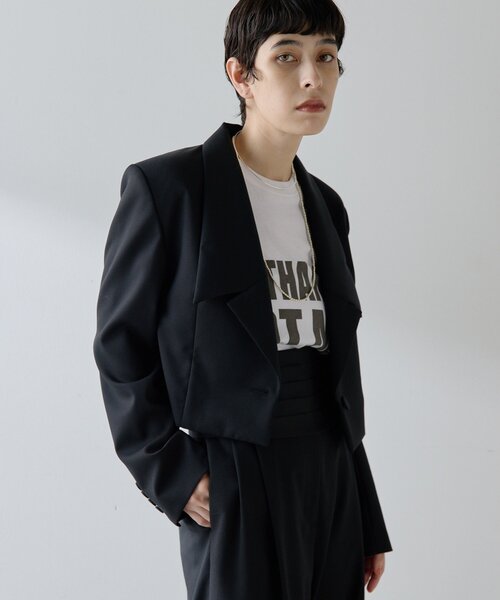 Whim Gazette(ウィムガゼット)の「ウールギャバテーラージャケット(テーラードジャケット・レディース・グレー/ブラック・FREE)」の8枚目の写真