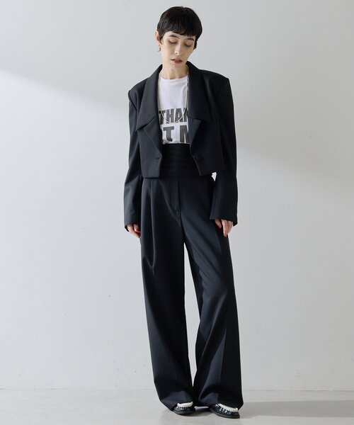 Whim Gazette(ウィムガゼット)の「ウールギャバテーラージャケット(テーラードジャケット・レディース・グレー/ブラック・FREE)」の9枚目の写真