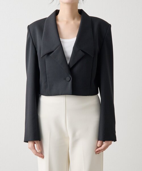 Whim Gazette(ウィムガゼット)の「ウールギャバテーラージャケット(テーラードジャケット・レディース・グレー/ブラック・FREE)」の11枚目の写真