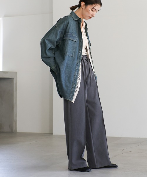 select MOCA（セレクトモカ）の「長袖シャツ（シャツ/ブラウス・レディース・ブルー・FREE）」の2枚目の写真