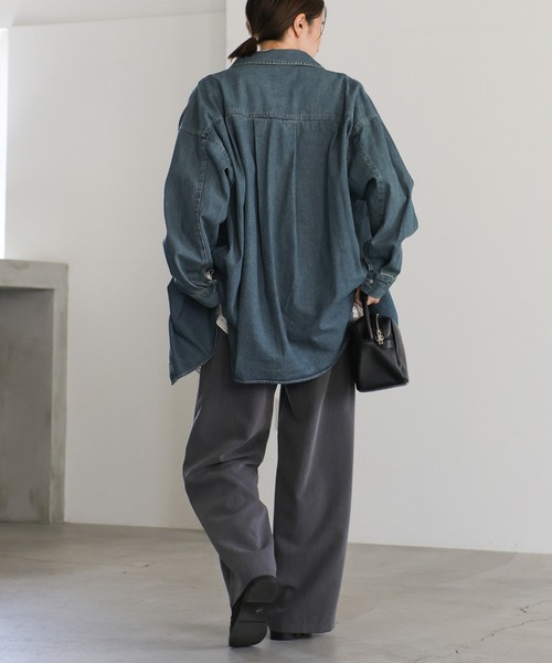 select MOCA（セレクトモカ）の「長袖シャツ（シャツ/ブラウス・レディース・ブルー・FREE）」の3枚目の写真