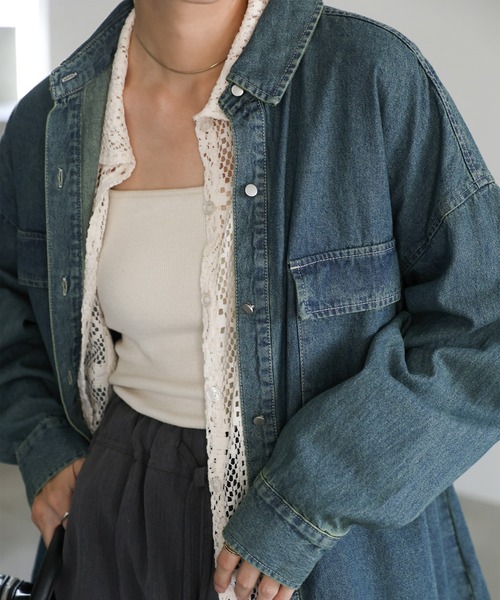 select MOCA（セレクトモカ）の「長袖シャツ（シャツ/ブラウス・レディース・ブルー・FREE）」の4枚目の写真