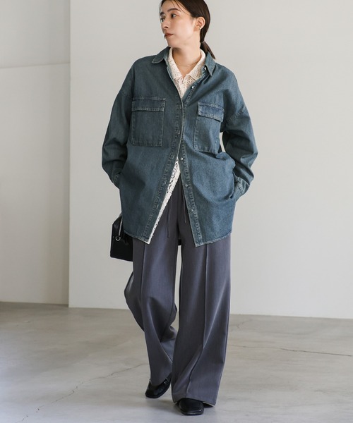 select MOCA（セレクトモカ）の「長袖シャツ（シャツ/ブラウス・レディース・ブルー・FREE）」の7枚目の写真