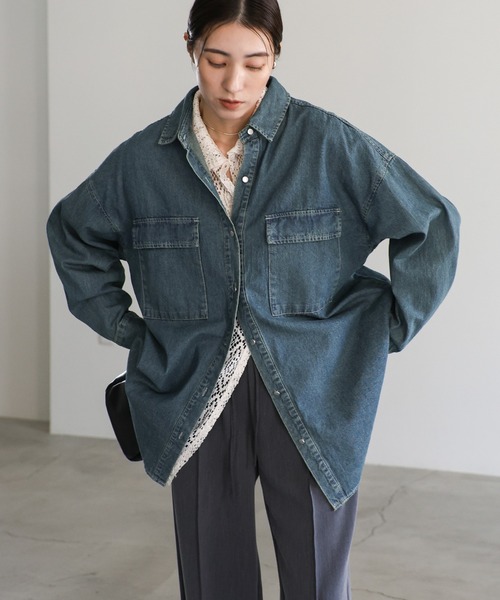 select MOCA（セレクトモカ）の「長袖シャツ（シャツ/ブラウス・レディース・ブルー・FREE）」の8枚目の写真