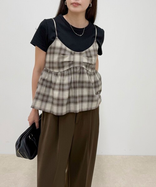 fredy emue（フレディエミュ）の「オンブレーチェックキャミビスチェ（キャミソール・レディース・イエロー系その他/ブラウン系その他・38）」の12枚目の写真
