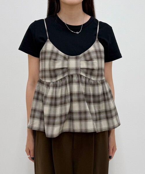 fredy emue（フレディエミュ）の「オンブレーチェックキャミビスチェ（キャミソール・レディース・イエロー系その他/ブラウン系その他・38）」の19枚目の写真