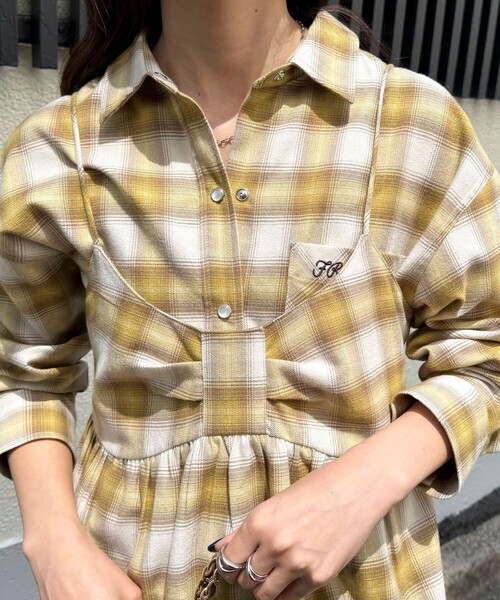 fredy emue（フレディエミュ）の「オンブレーチェックキャミビスチェ（キャミソール・レディース・イエロー系その他/ブラウン系その他・38）」の7枚目の写真