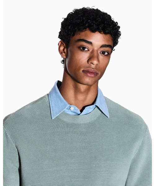 ARMANI EXCHANGE（アルマーニエクスチェンジ）の「【A|X アルマーニ エクスチェンジ】＜オンライン限定＞コットン ニットプルオーバー（ニット/セーター・メンズ・セージグリーン/ダークネイビー・LARGE/MEDIUM/SMALL/X-SMALL/X-LARGE）」の3枚目の写真