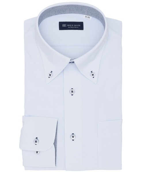TOKYO SHIRTS(トウキョウシャツ)の「形態安定ノンアイロン ボタンダウン 長袖ストレッチビジネスワイシャツ(ビジネスシャツ・メンズ・サックスブルー・首回り39cm-裄丈80cm/首回り39cm-裄丈84cm/首回り41cm-裄丈82cm/首回り41cm-裄丈86cm/首回り42cm-裄丈82cm/首回り42cm-裄丈86cm/首回り43cm-裄丈82cm/首回り43cm-裄丈86cm/首回り37cm-裄丈80cm/首回り37cm-裄丈84cm)」の1枚目の写真