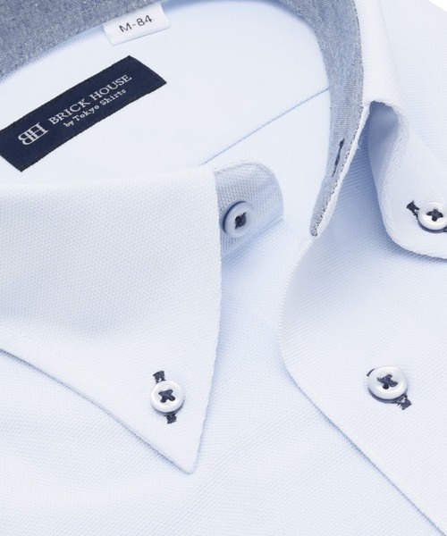 TOKYO SHIRTS(トウキョウシャツ)の「形態安定ノンアイロン ボタンダウン 長袖ストレッチビジネスワイシャツ(ビジネスシャツ・メンズ・サックスブルー・首回り39cm-裄丈80cm/首回り39cm-裄丈84cm/首回り41cm-裄丈82cm/首回り41cm-裄丈86cm/首回り42cm-裄丈82cm/首回り42cm-裄丈86cm/首回り43cm-裄丈82cm/首回り43cm-裄丈86cm/首回り37cm-裄丈80cm/首回り37cm-裄丈84cm)」の2枚目の写真