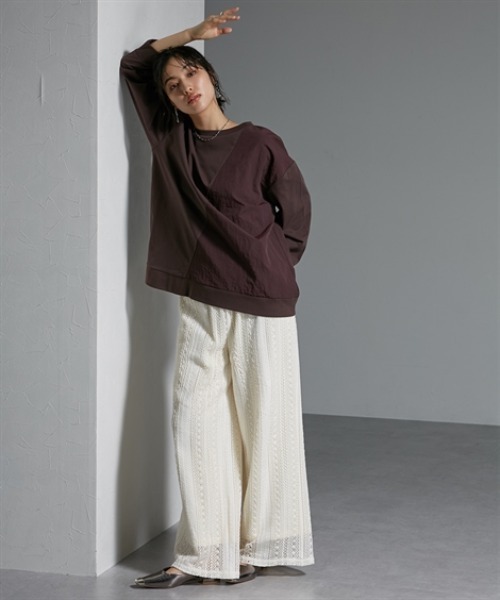 Soiunique（スワユニーク）の「異素材配色切替オーバーサイズ長袖プルオーバー ［Soiunique］（Tシャツ/カットソー・レディース・ブラウン系/ブラック系・L-XL/S-M）」の17枚目の写真