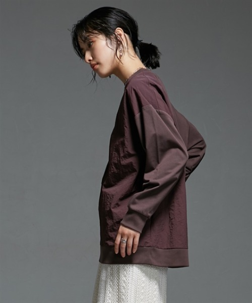 Soiunique（スワユニーク）の「異素材配色切替オーバーサイズ長袖プルオーバー ［Soiunique］（Tシャツ/カットソー・レディース・ブラウン系/ブラック系・L-XL/S-M）」の19枚目の写真