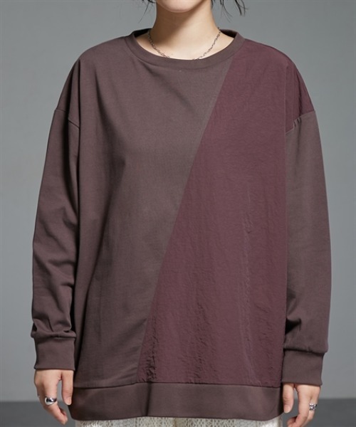 Soiunique（スワユニーク）の「異素材配色切替オーバーサイズ長袖プルオーバー ［Soiunique］（Tシャツ/カットソー・レディース・ブラウン系/ブラック系・L-XL/S-M）」の21枚目の写真