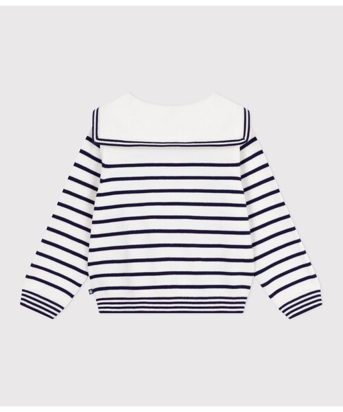 PETIT BATEAU(プチバトー)の「ニットプルオーバー(ニット/セーター・キッズ・ホワイト×ブルー・6YEAR/8YEAR/10YEAR/12YEAR)」の4枚目の写真