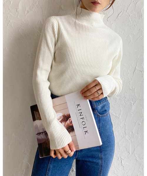 She's Closet(シーズクローゼット)の「プチハイネックタイト長袖リブニットトップス(ニット/セーター・レディース・グレイッシュベージュ/ブラック/オフホワイト/ベージュ・M/L)」の10枚目の写真