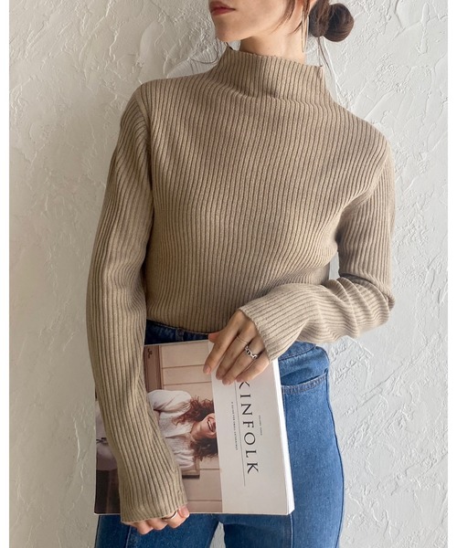 She's Closet(シーズクローゼット)の「プチハイネックタイト長袖リブニットトップス(ニット/セーター・レディース・グレイッシュベージュ/ブラック/オフホワイト/ベージュ・M/L)」の11枚目の写真