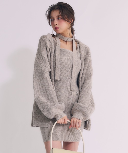 fupel(t؃)choker melange knit setup / `[J[tWjbgZbgAbv(ATu)