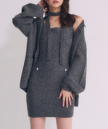 choker melange knit setup / チョーカー付きメランジニットセットアップ
