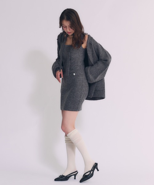 セール】choker melange knit setup / チョーカー付きメランジニット