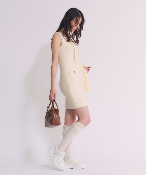 fupel(フぺル)の「choker melange knit setup / チョーカー付きメランジニットセットアップ(アンサンブル・レディース・ベージュ/アイボリー/グレー・FREE)」の22枚目の写真