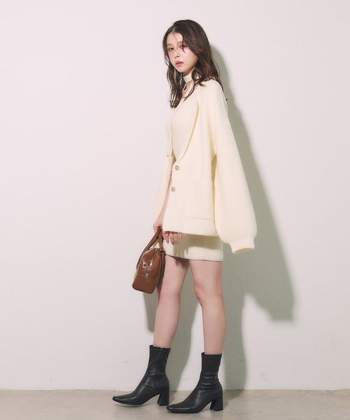 fupel(フぺル)の「choker melange knit setup / チョーカー付きメランジニットセットアップ(アンサンブル・レディース・ベージュ/アイボリー/グレー・FREE)」の16枚目の写真