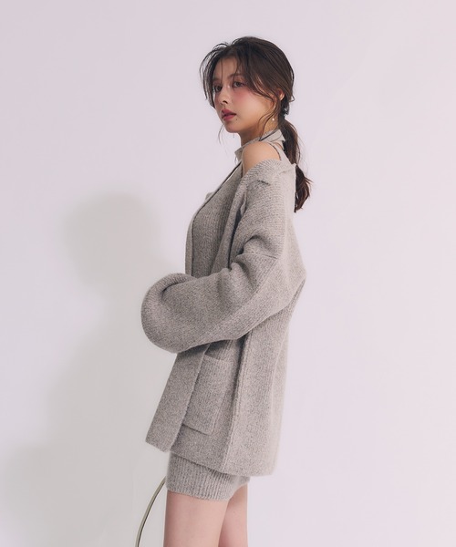 fupel(フぺル)の「choker melange knit setup / チョーカー付きメランジニットセットアップ(アンサンブル・レディース・ベージュ/アイボリー/グレー・FREE)」の6枚目の写真