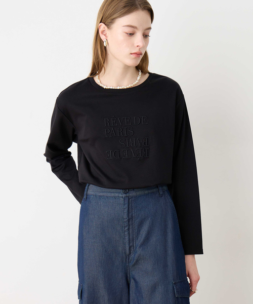 LE SOUK HOLIDAY(ルスークホリデー)の「刺しゅうロングTシャツ【綿100%】(Tシャツ/カットソー・レディース・ブラック/オフホワイト・M/L)」の11枚目の写真