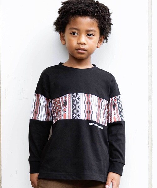 WASK(ワスク)の「ネイティブ柄プリントTシャツ(110~160cm)(Tシャツ/カットソー・キッズ・ベージュ/ブラック・150cm/160cm/140cm/130cm)」の2枚目の写真
