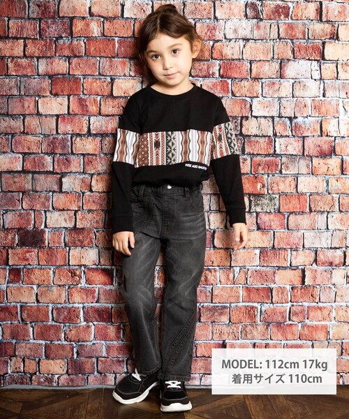 WASK(ワスク)の「ネイティブ柄プリントTシャツ(110~160cm)(Tシャツ/カットソー・キッズ・ベージュ/ブラック・150cm/160cm/140cm/130cm)」の4枚目の写真