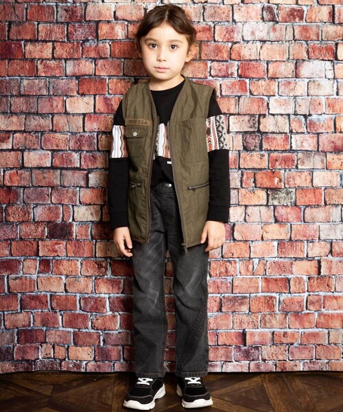 WASK(ワスク)の「ネイティブ柄プリントTシャツ(110~160cm)(Tシャツ/カットソー・キッズ・ベージュ/ブラック・150cm/160cm/140cm/130cm)」の5枚目の写真