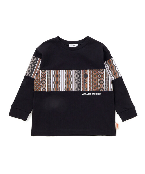 WASK(ワスク)の「ネイティブ柄プリントTシャツ(110~160cm)(Tシャツ/カットソー・キッズ・ベージュ/ブラック・150cm/160cm/140cm/130cm)」の8枚目の写真