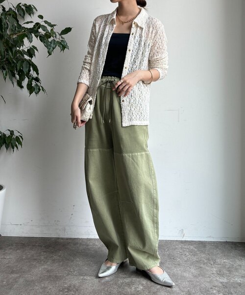 DouDou(ドゥドゥ)の「ラメシアーレースシャツ(シャツ/ブラウス・レディース・ネイビー/オフホワイト・FREE)」の12枚目の写真