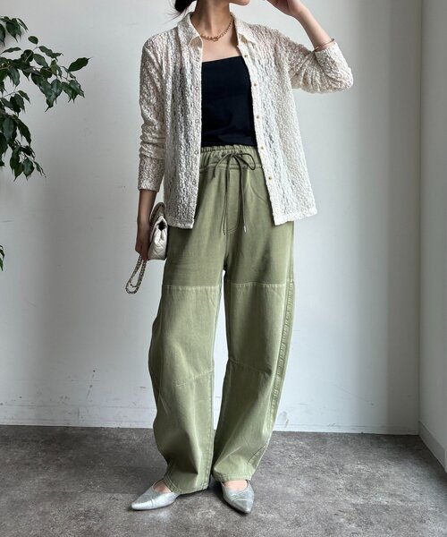 DouDou(ドゥドゥ)の「ラメシアーレースシャツ(シャツ/ブラウス・レディース・ネイビー/オフホワイト・FREE)」の9枚目の写真