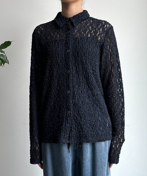 DouDou(ドゥドゥ)の「ラメシアーレースシャツ(シャツ/ブラウス・レディース・ネイビー/オフホワイト・FREE)」の21枚目の写真