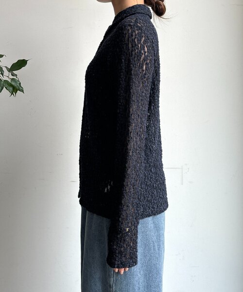 DouDou(ドゥドゥ)の「ラメシアーレースシャツ(シャツ/ブラウス・レディース・ネイビー/オフホワイト・FREE)」の20枚目の写真