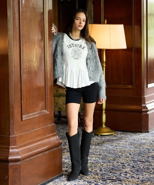 EIMY ISTOIRE(エイミーイストワール)の「バリエプリントぺプラムTシャツ(Tシャツ/カットソー・レディース・その他8/ホワイト/ブラック・F)」の21枚目の写真