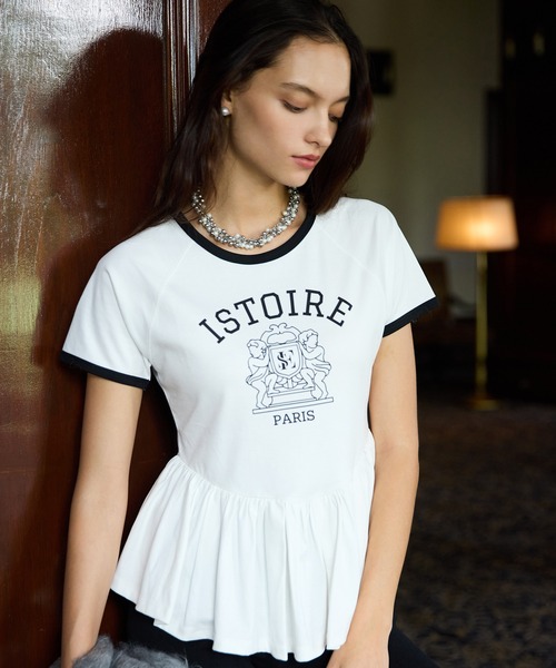 EIMY ISTOIRE(エイミーイストワール)の「バリエプリントぺプラムTシャツ(Tシャツ/カットソー・レディース・その他8/ホワイト/ブラック・F)」の6枚目の写真