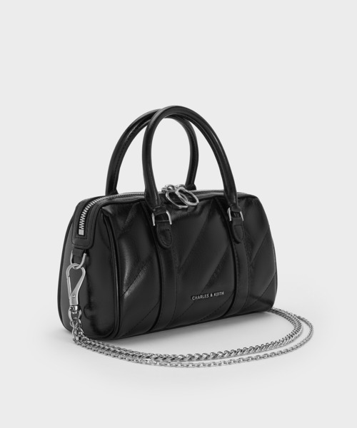 CHARLES & KEITH(チャールズ & キース)の「Philomena パネルチェーン ハンドルボウリングバッグ(トートバッグ・レディース・スミクロ/クリーム・S)」の7枚目の写真