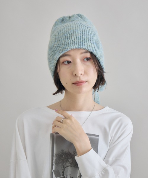 Paradise Picnic（パラダイスピクニック）の「バックリボン　ニット帽（ニットキャップ/ビーニー・レディース・ブラック/グレー/ベージュ/ミント・FREE）」の17枚目の写真